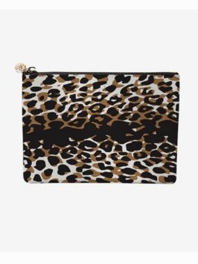 On The Go Black and Brown Leopard-Pattern Zip Pouch